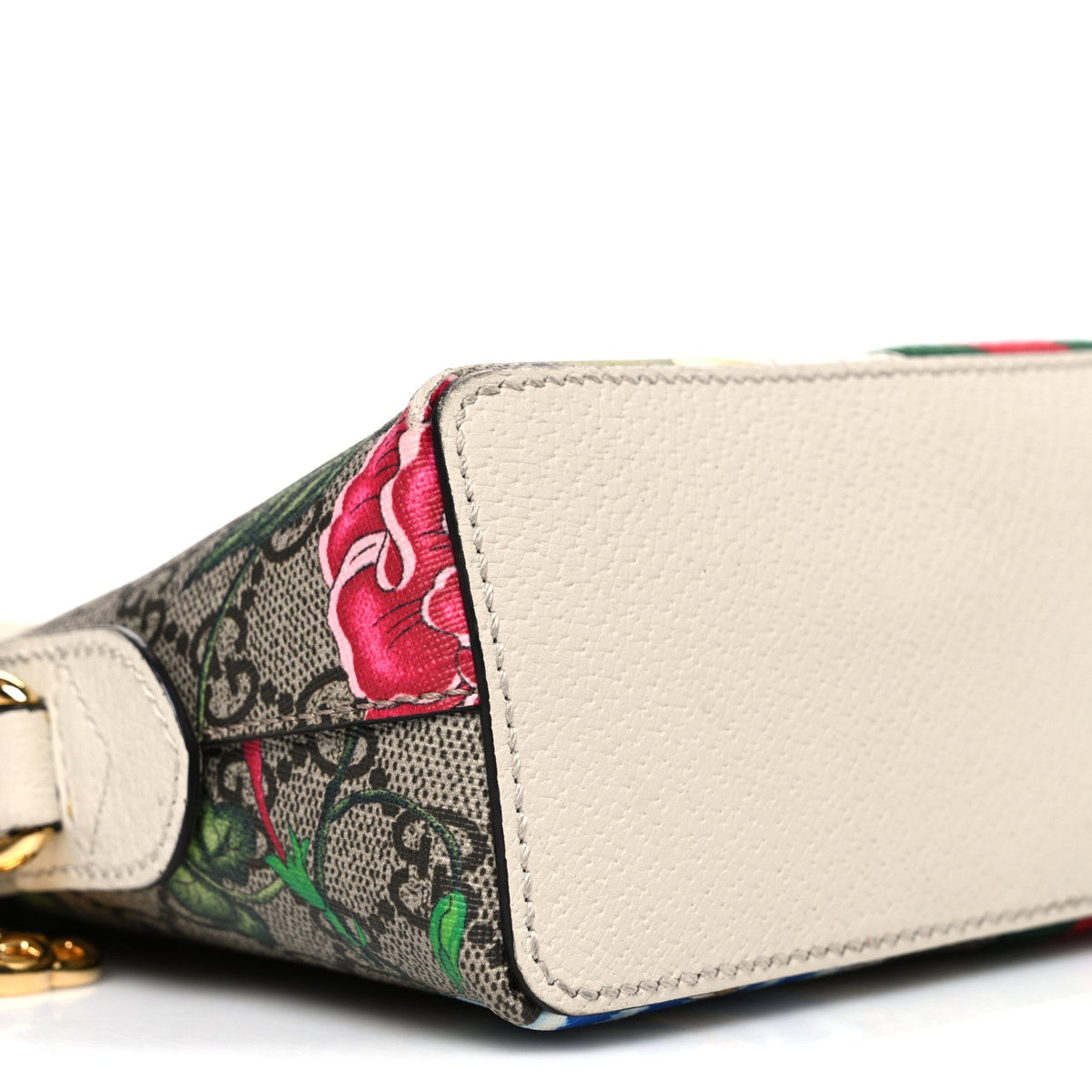 GG Supreme Monogram Flora Web GG Small Ophidia Dome Shoulder Bag White wholesalehk.shop