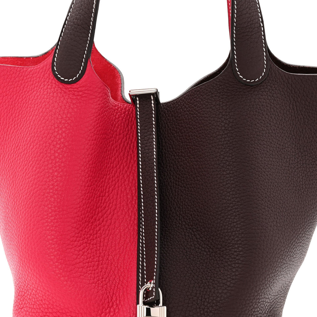 Taurillon Clemence Casaque Picotin Lock 18 PM Rouge Sellier Framboise £¨ Direct shipment via from wholesalehk.shop