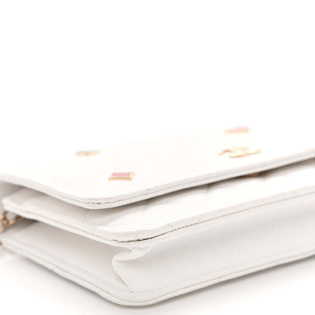 Caviar Quilted Enamel Coco Casino Wallet On Chain WOC White wholesalehk.shop