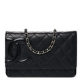 Calfskin Quilted Cambon Wallet on Chain WOC Black wholesalehk.shop