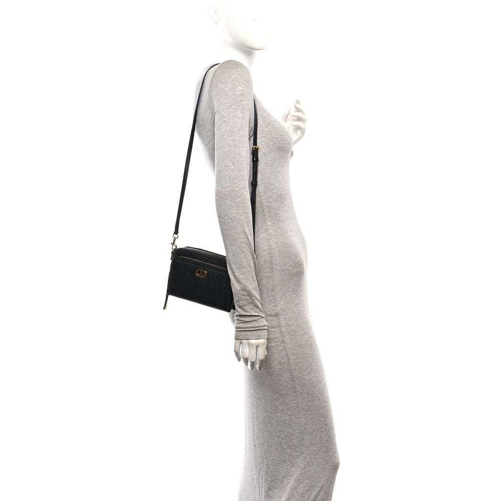 Grained Calfskin Caro Double Pouch Black wholesalehk.shop