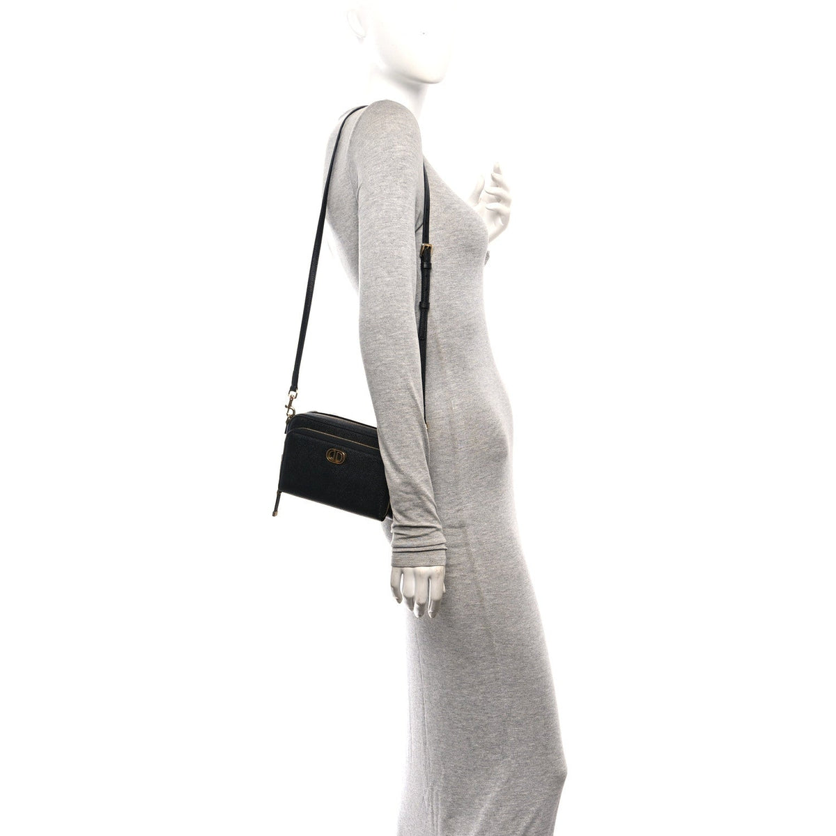 Grained Calfskin Caro Double Pouch Black wholesalehk.shop