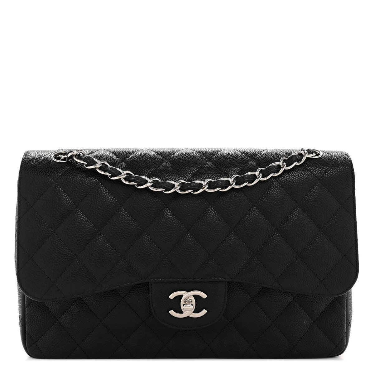 Caviar Quilted Jumbo Double Flap Black wholesalehk.shop
