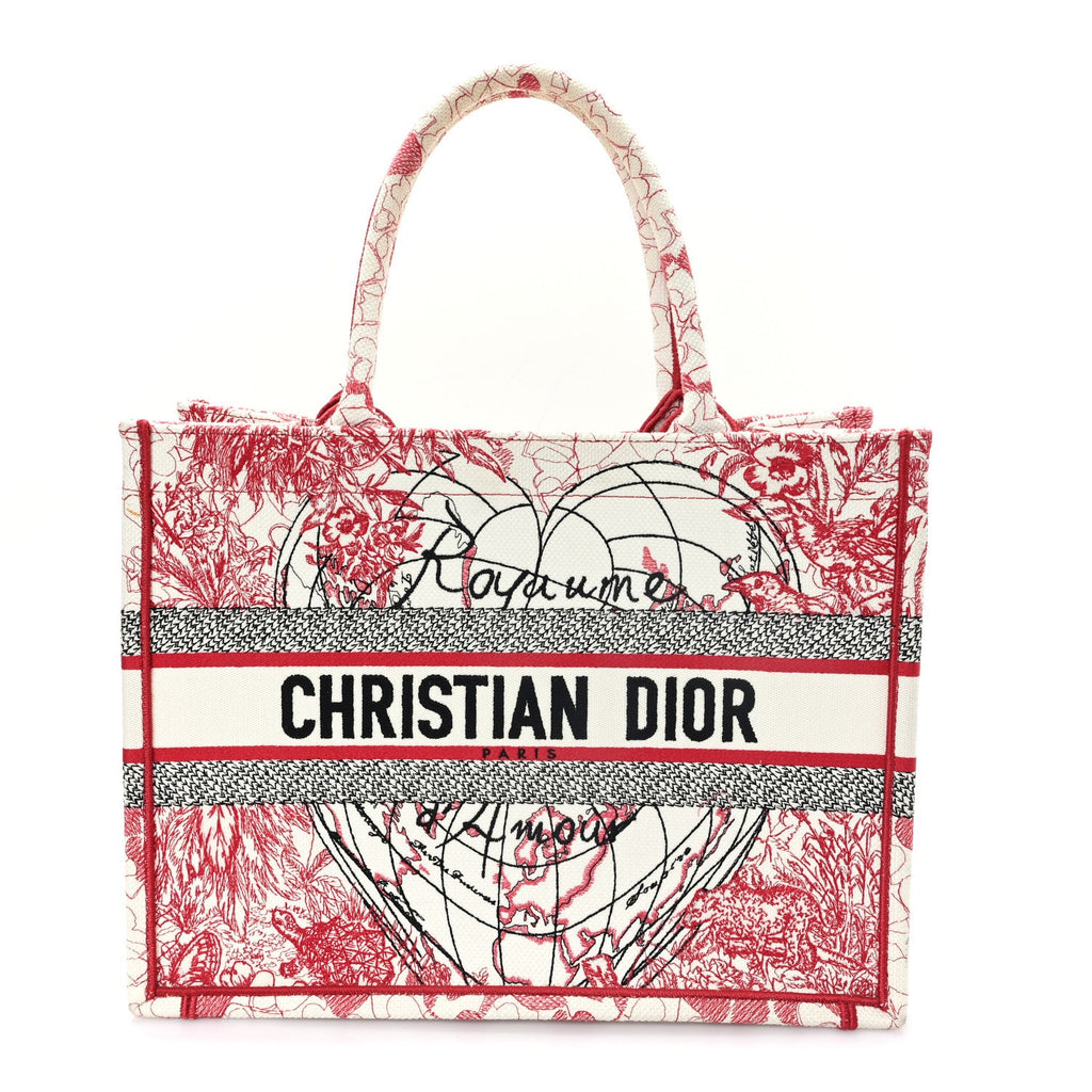 Canvas Embroidered Medium Dioramour D-Royaume Book Tote Red Multicolor £¨ Direct shipment via from wholesalehk.shop