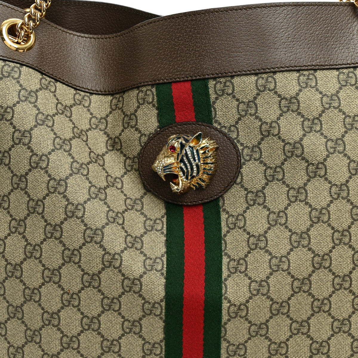 GG Supreme Monogram Large Rajah Chain Tote Beige New Acero wholesalehk.shop
