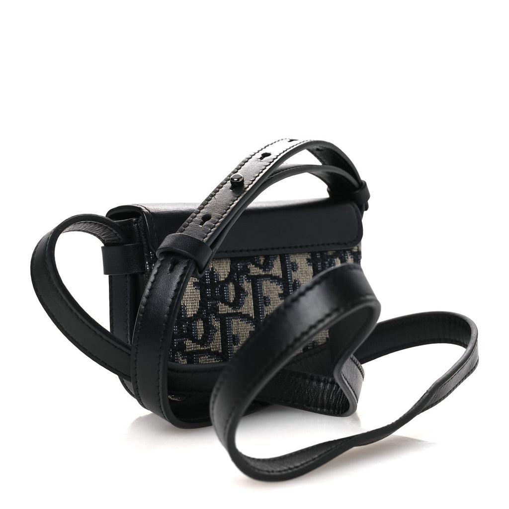 Oblique Smooth Calfskin Nano Pouch Beige Black wholesalehk.shop