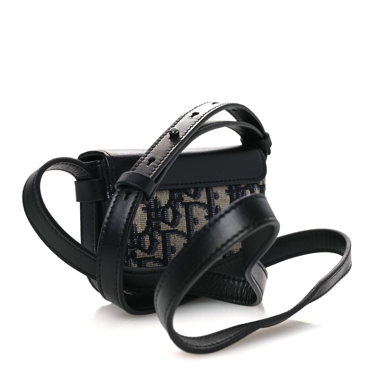Oblique Smooth Calfskin Nano Pouch Beige Black wholesalehk.shop