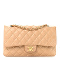 Lambskin Quilted Medium Double Flap Beige wholesalehk.shop