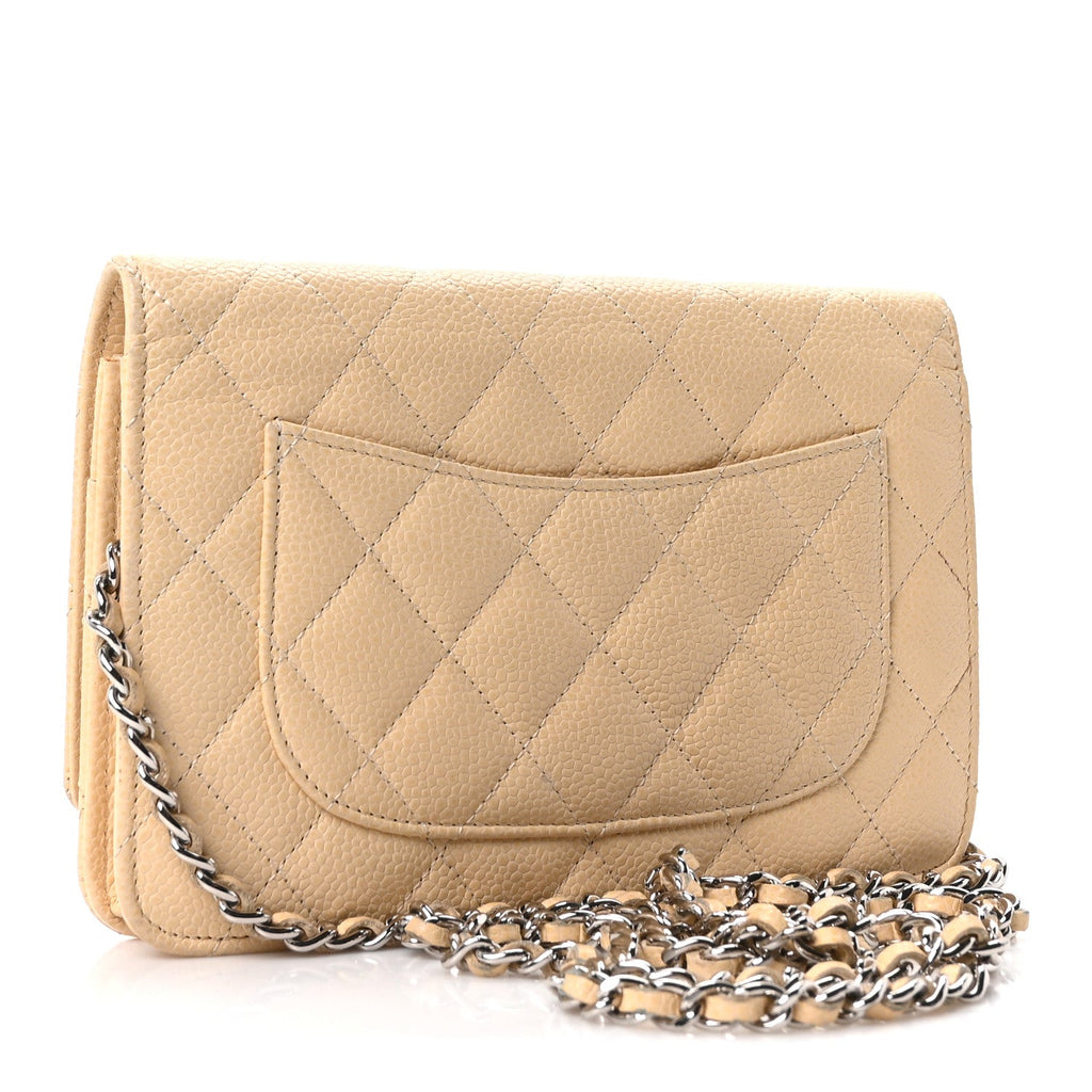 Caviar Quilted Wallet on Chain WOC Beige Clair wholesalehk.shop