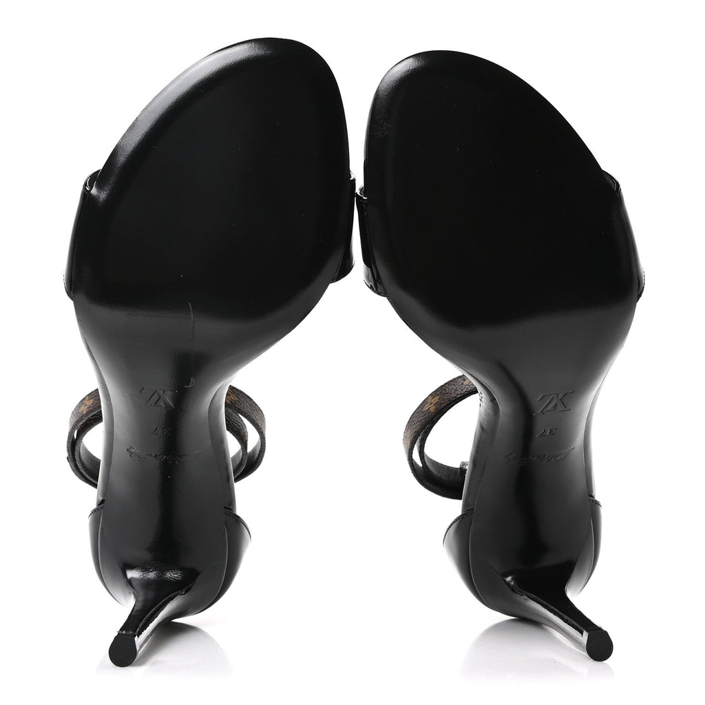 Patent Monogram Call Back Sandals 37 Black £¨ Direct shipment via from wholesalehk.shop