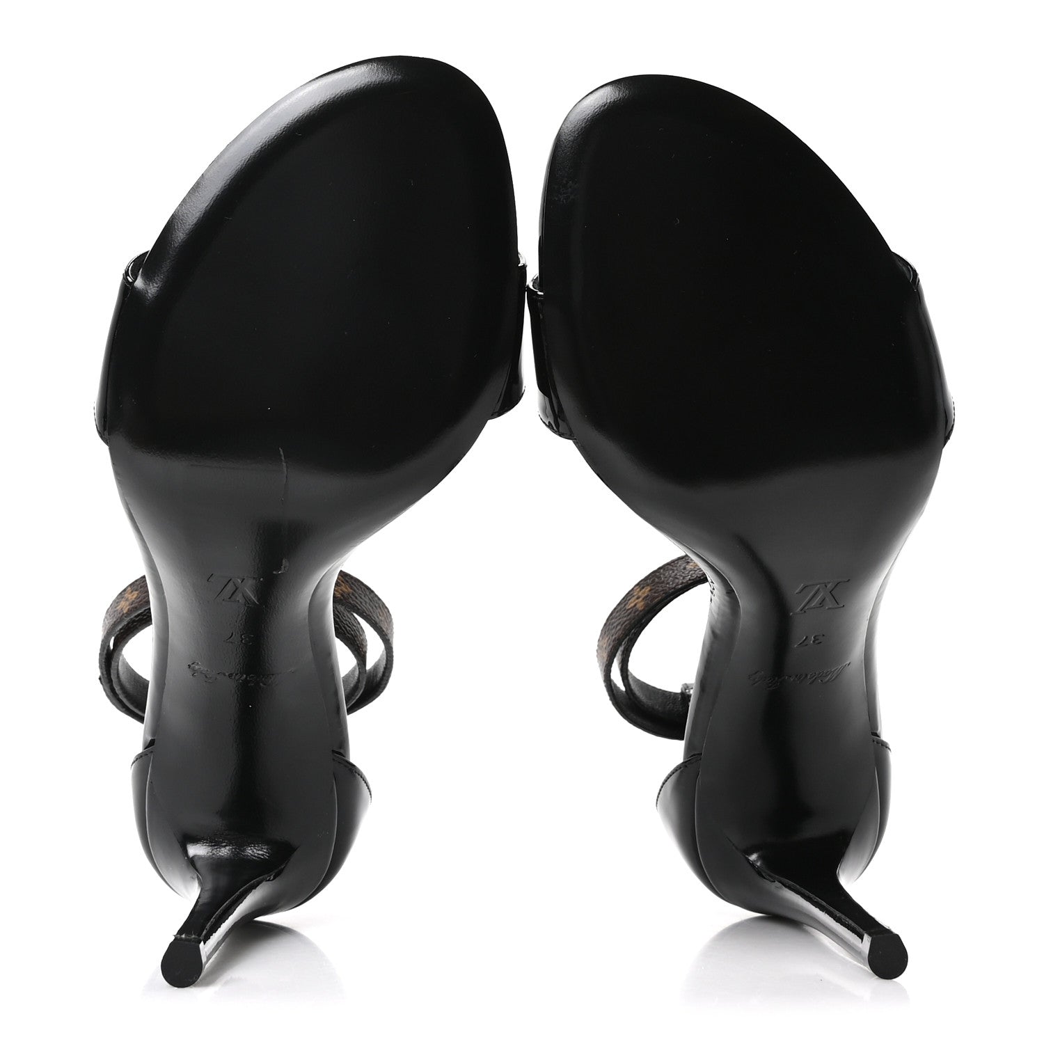 Patent Monogram Call Back Sandals 37 Black £¨ Direct shipment via from wholesalehk.shop
