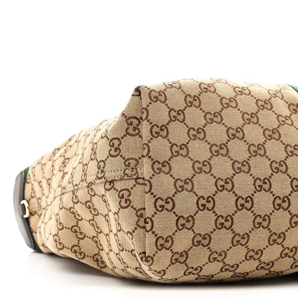 GG Monogram Web Large Giglio Tote Beige Brown wholesalehk.shop