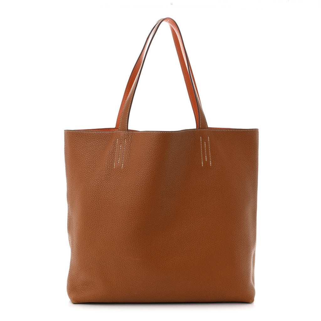 Taurillon Clemence Double Sens 45 Reversible Tote Orange Gold £¨ Direct shipment via from wholesalehk.shop