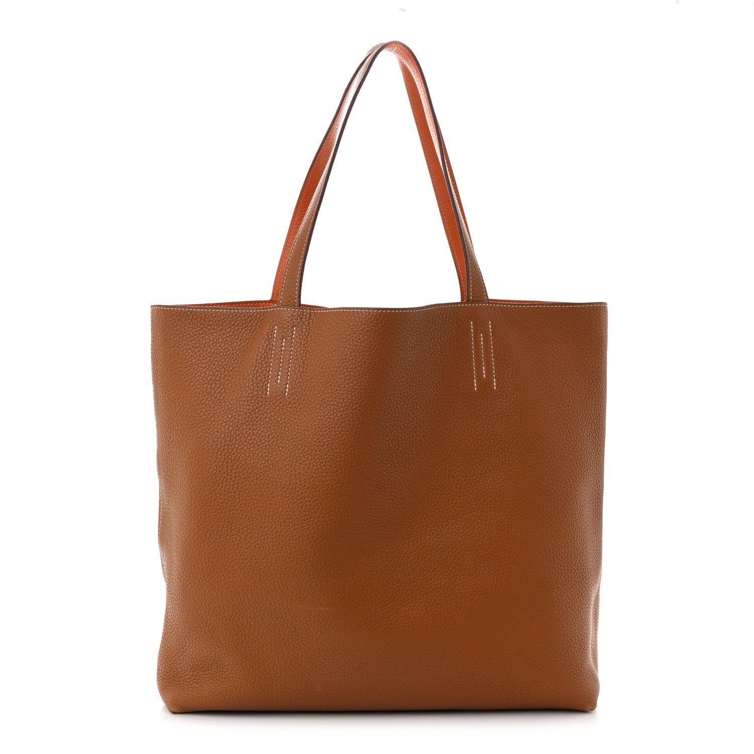 Taurillon Clemence Double Sens 45 Reversible Tote Orange Gold £¨ Direct shipment via from wholesalehk.shop