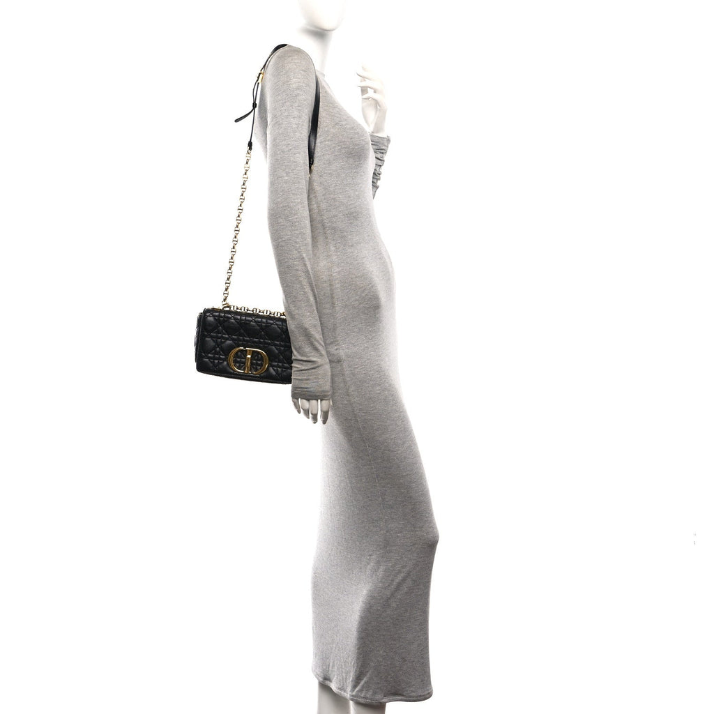 Calfskin Cannage Small Caro Bag Black wholesalehk.shop