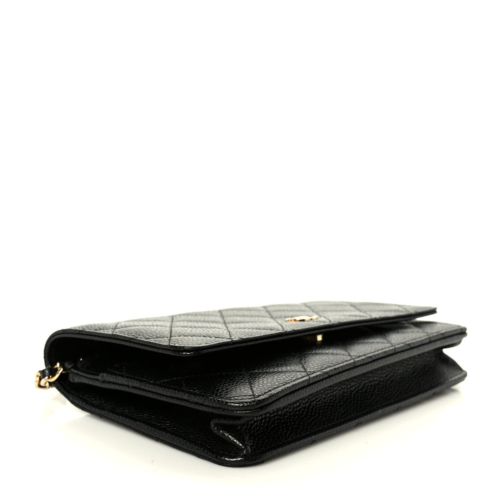 Caviar Quilted Wallet on Chain WOC Black wholesalehk.shop