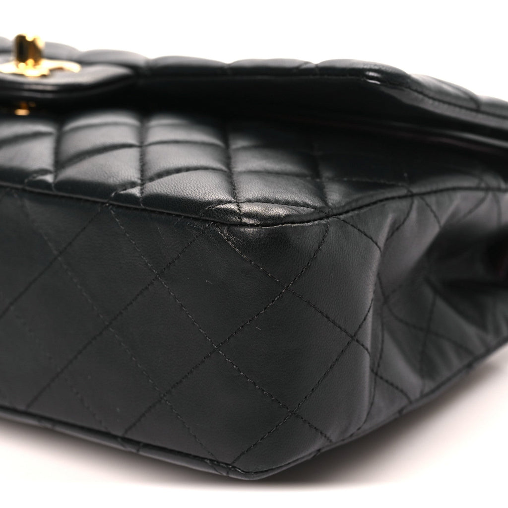 Lambskin Quilted Medium Double Flap Black wholesalehk.shop