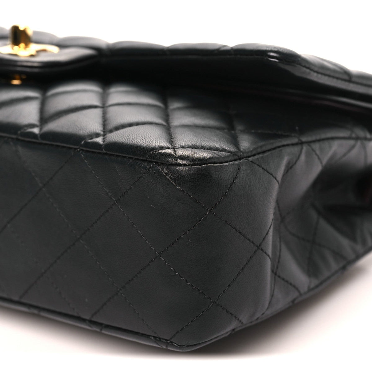 Lambskin Quilted Medium Double Flap Black wholesalehk.shop