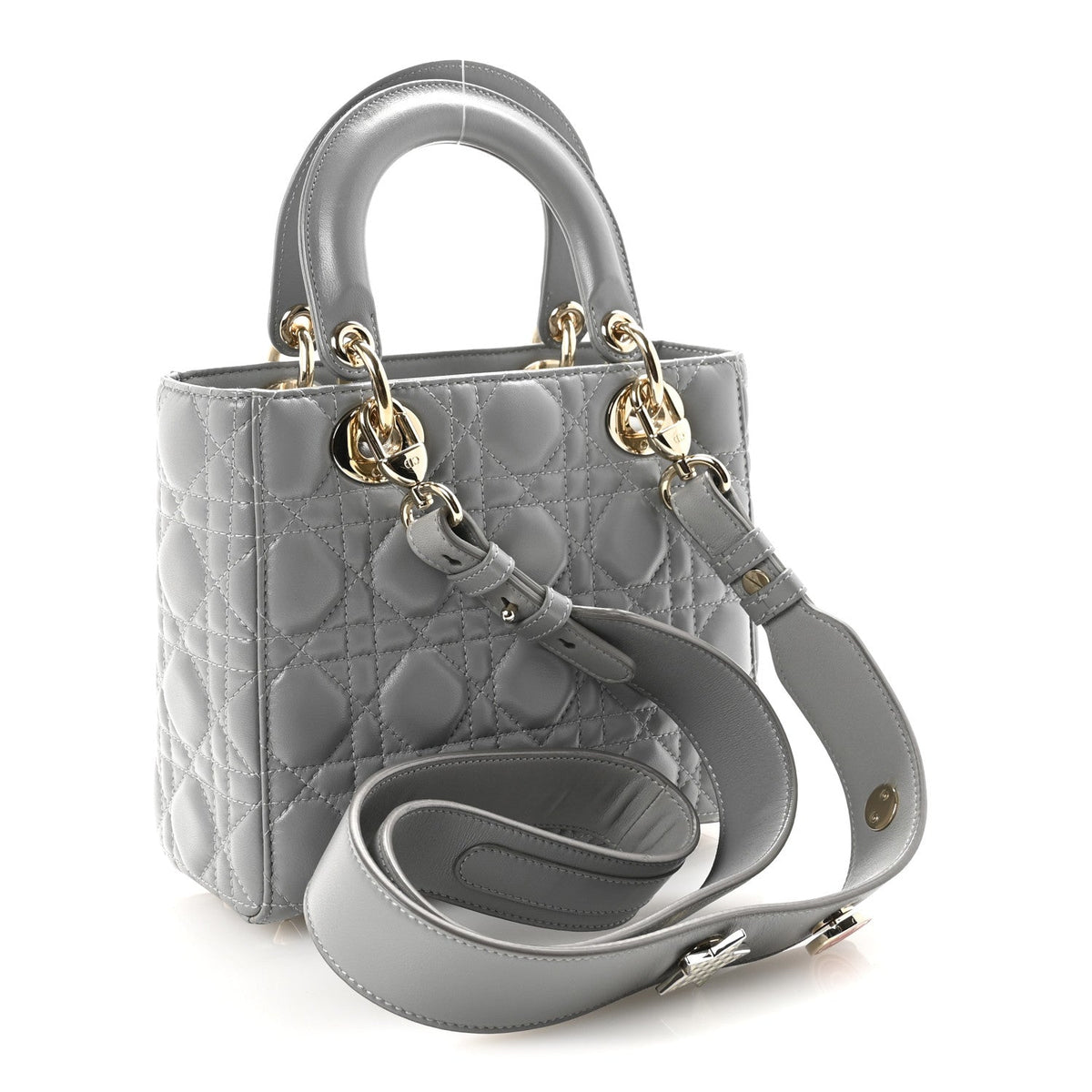 Lambskin Cannage Small My Lucky Badges My Lady Dior Grey wholesalehk.shop