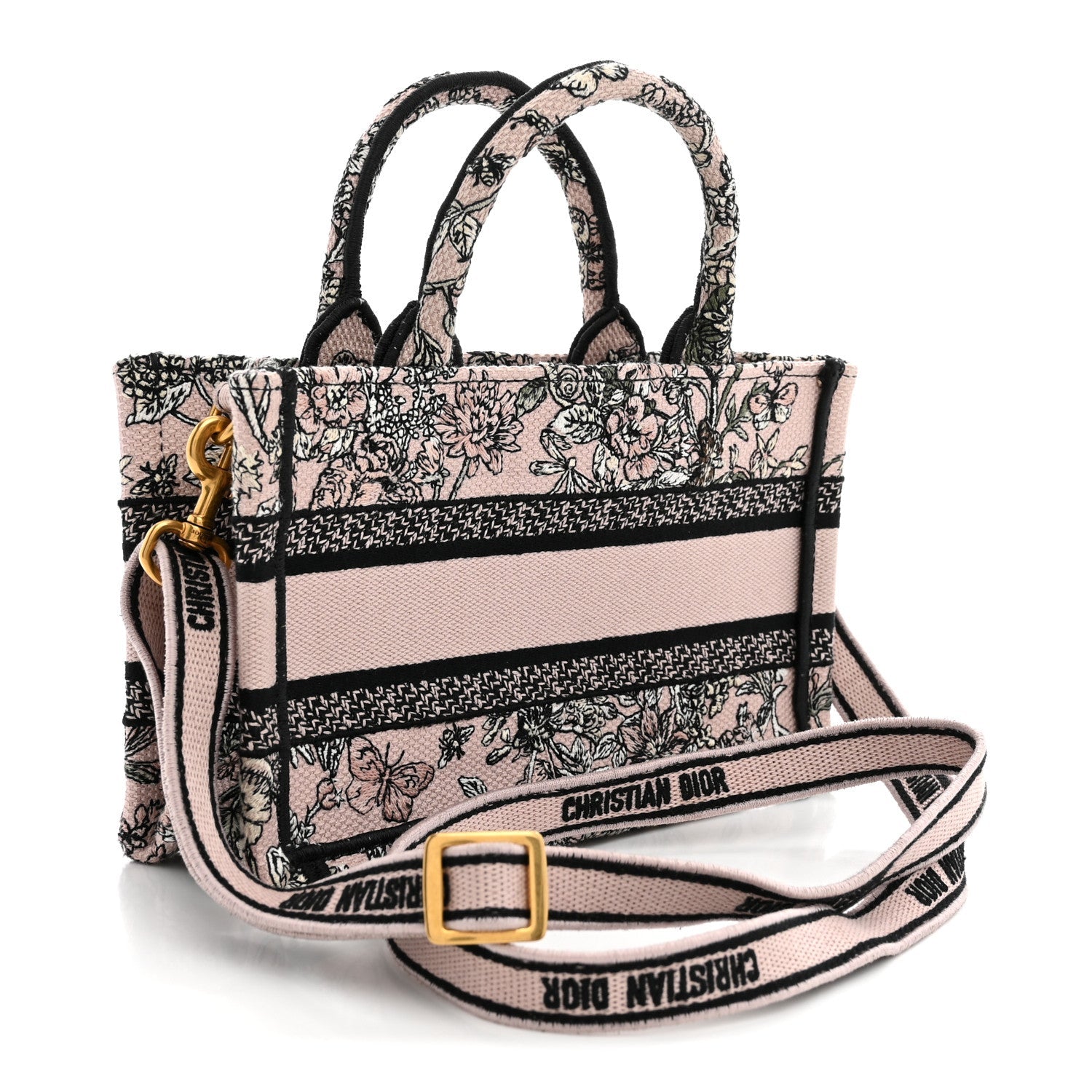 Canvas Embroidered Mini Book Tote With Strap Pink Multicolor £¨ Direct shipment via from wholesalehk.shop
