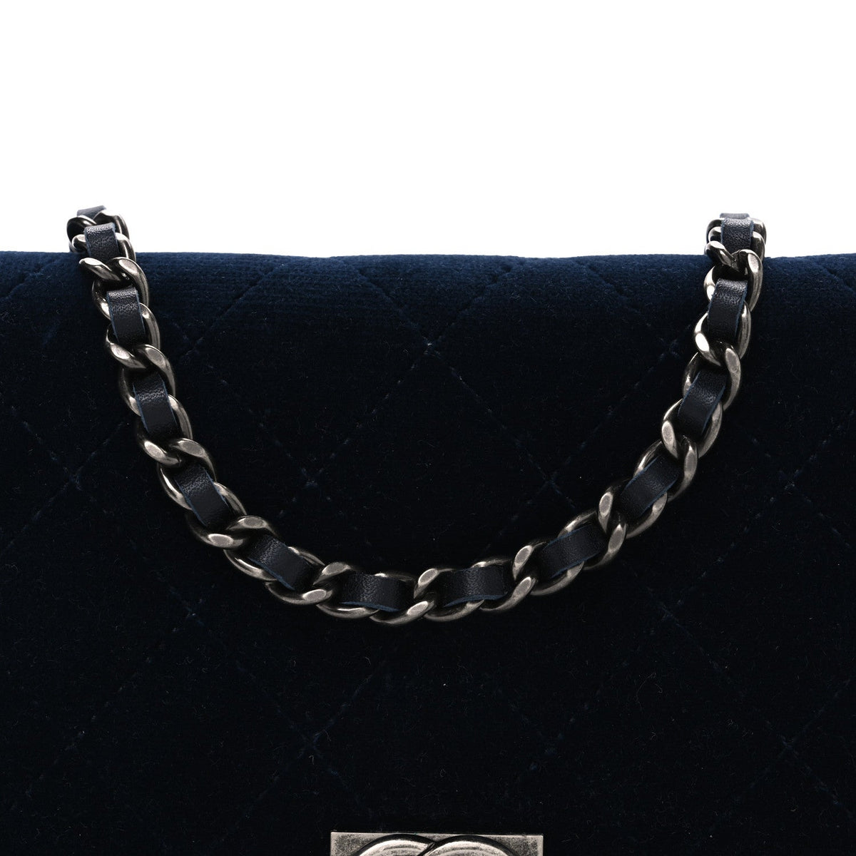 Velvet Quilted Boy Wallet On Chain WOC Blue wholesalehk.shop