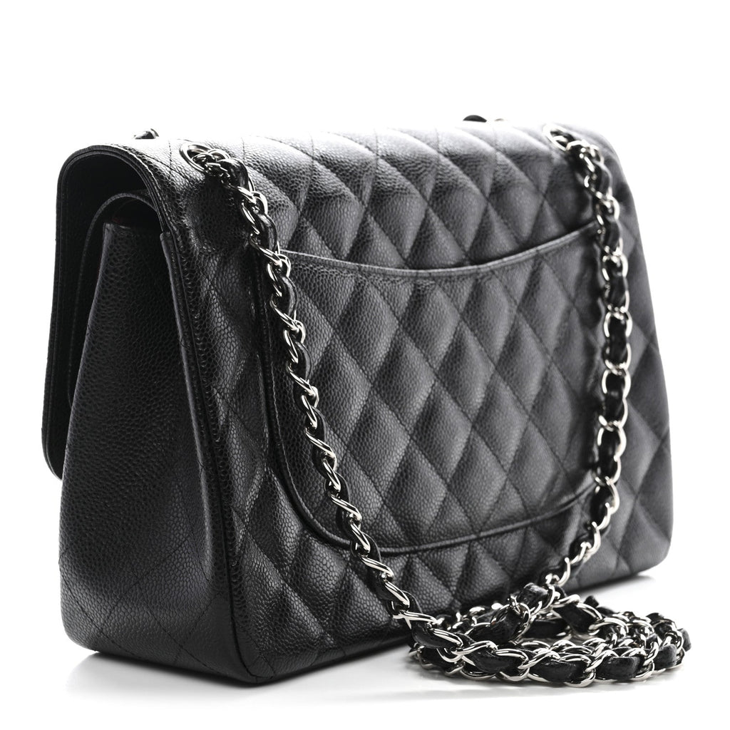 Caviar Quilted Jumbo Double Flap Black wholesalehk.shop