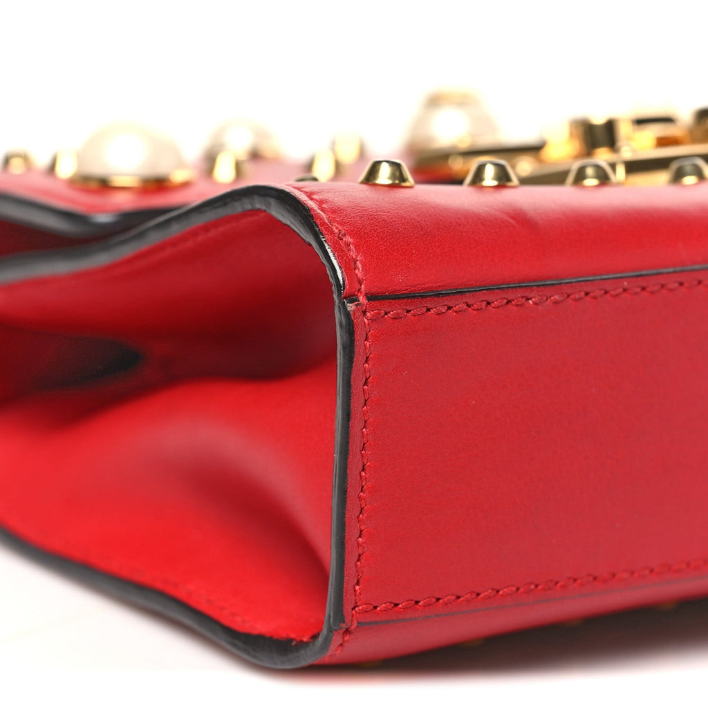 Calfskin Studded Small Padlock Shoulder Bag Hibiscus Red £¨ Direct shipment via from wholesalehk.shop