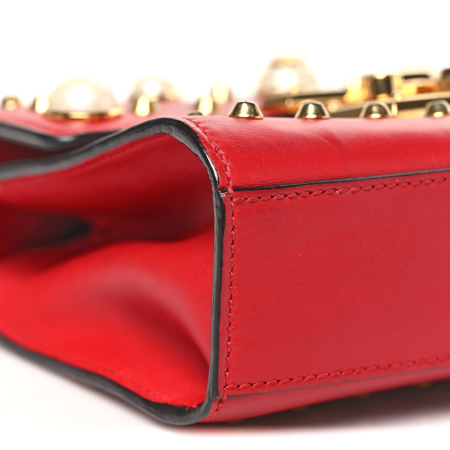 Calfskin Studded Small Padlock Shoulder Bag Hibiscus Red £¨ Direct shipment via from wholesalehk.shop