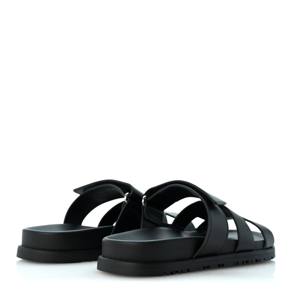 Calfskin Womens Chypre Sandals 36.5 Black wholesalehk.shop