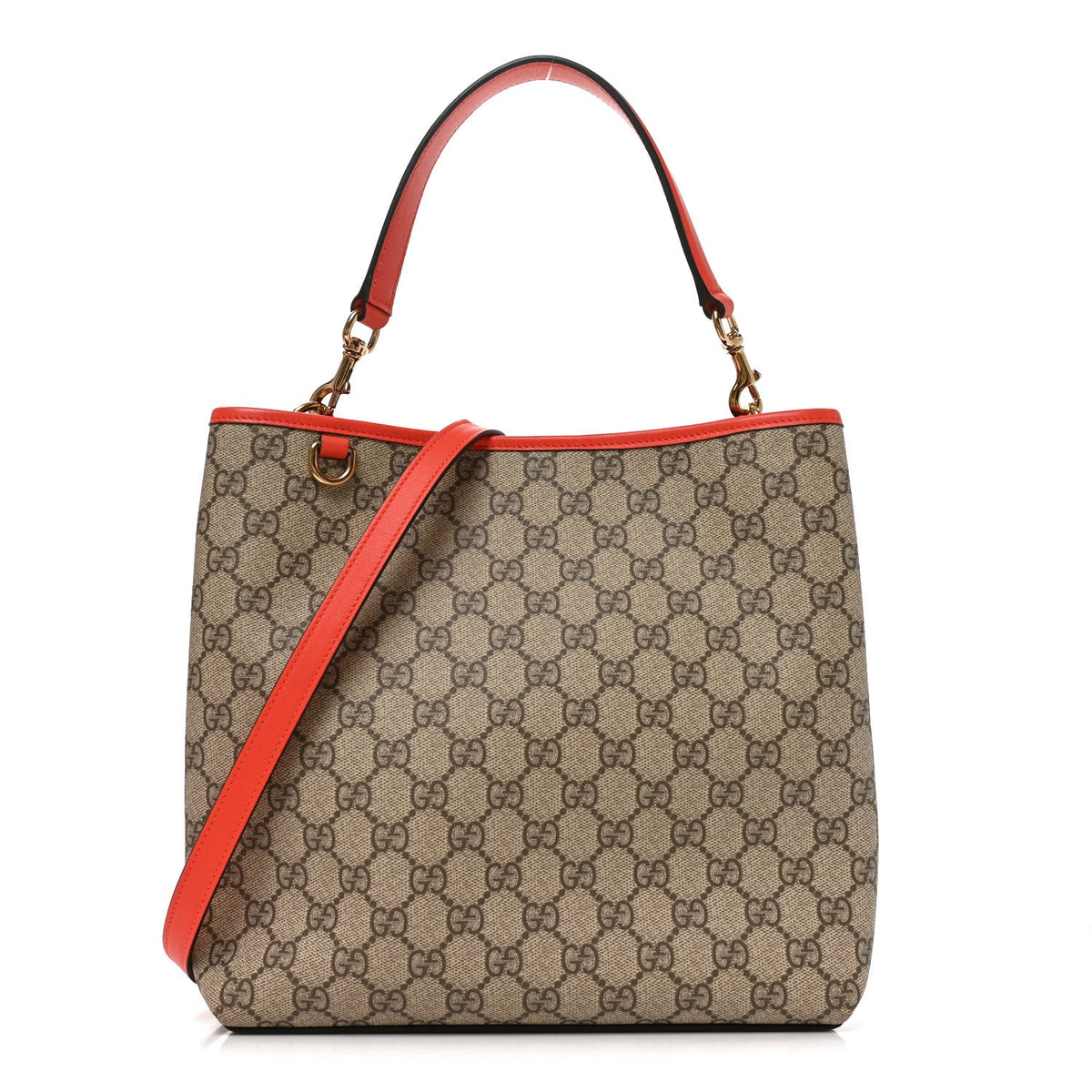 GG Supreme Monogram Medium Emblem Bucket Bag Beige Orange wholesalehk.shop