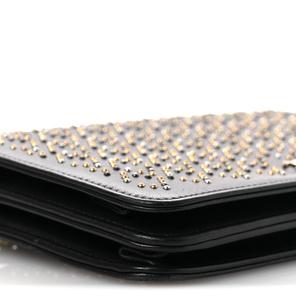 Lambskin Studded Wallet on Chain WOC Grey wholesalehk.shop