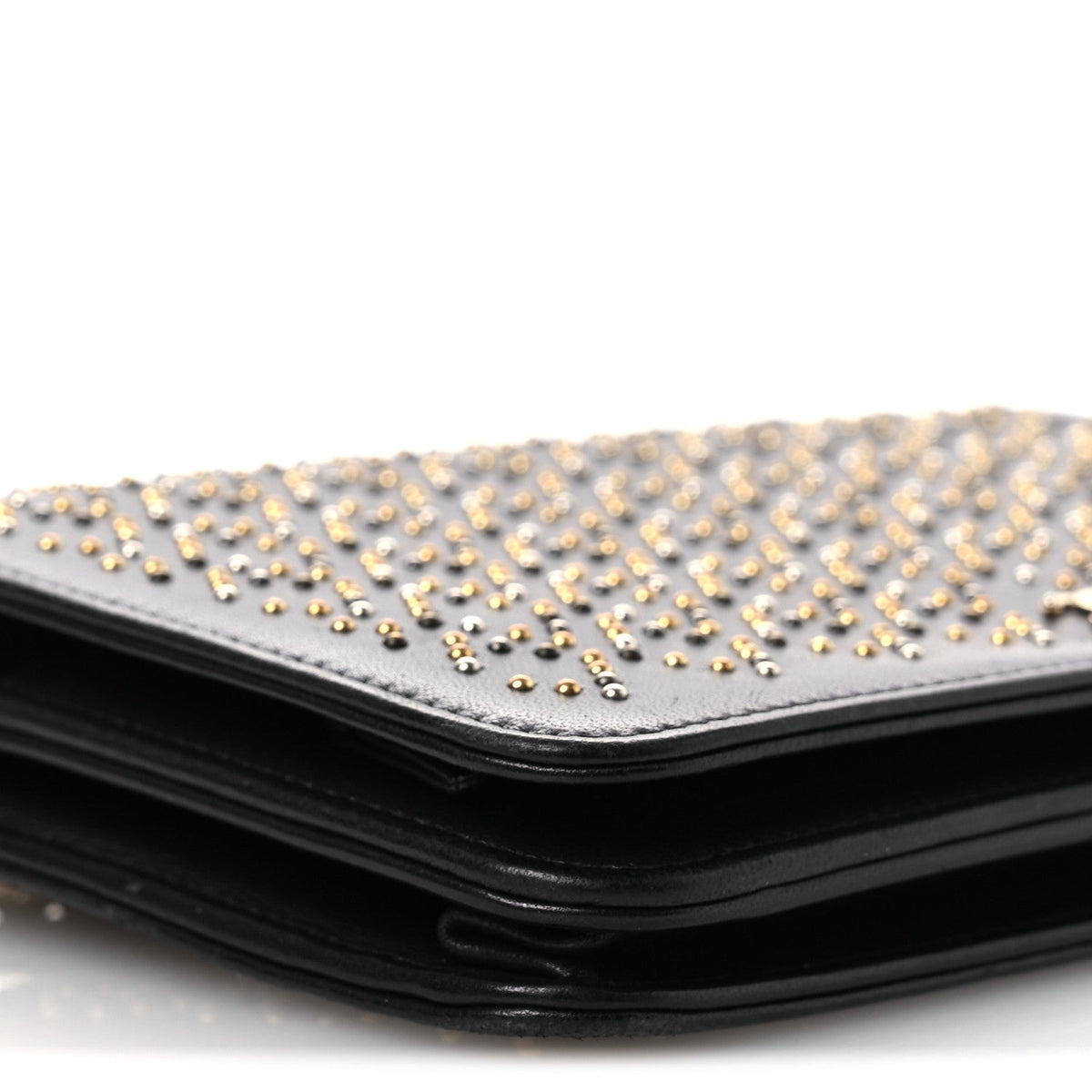 Lambskin Studded Wallet on Chain WOC Grey wholesalehk.shop