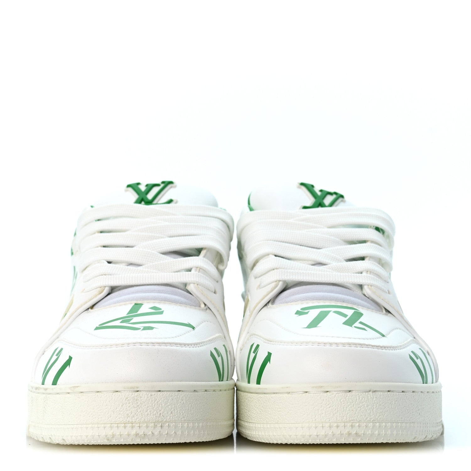 Mens LV Trainer Upcycling Sneakers 8.5 White Green £¨ Direct shipment via from wholesalehk.shop