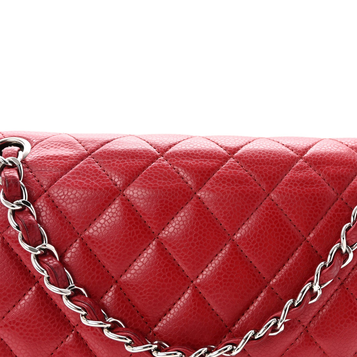 Caviar Quilted Medium Double Flap Red wholesalehk.shop