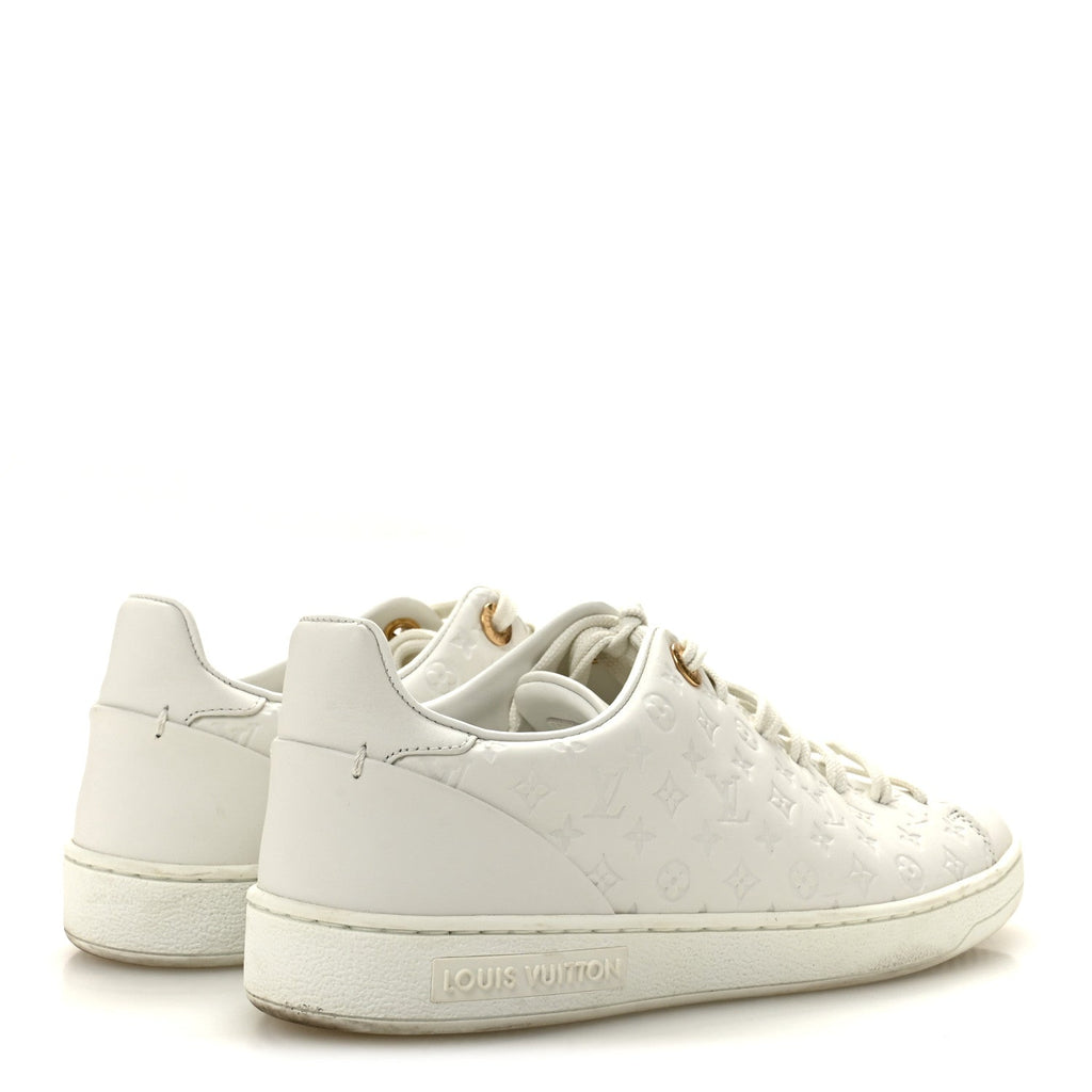 Calfskin Monogram Embossed Front Row Sneakers 36 White £¨ Direct shipment via from wholesalehk.shop