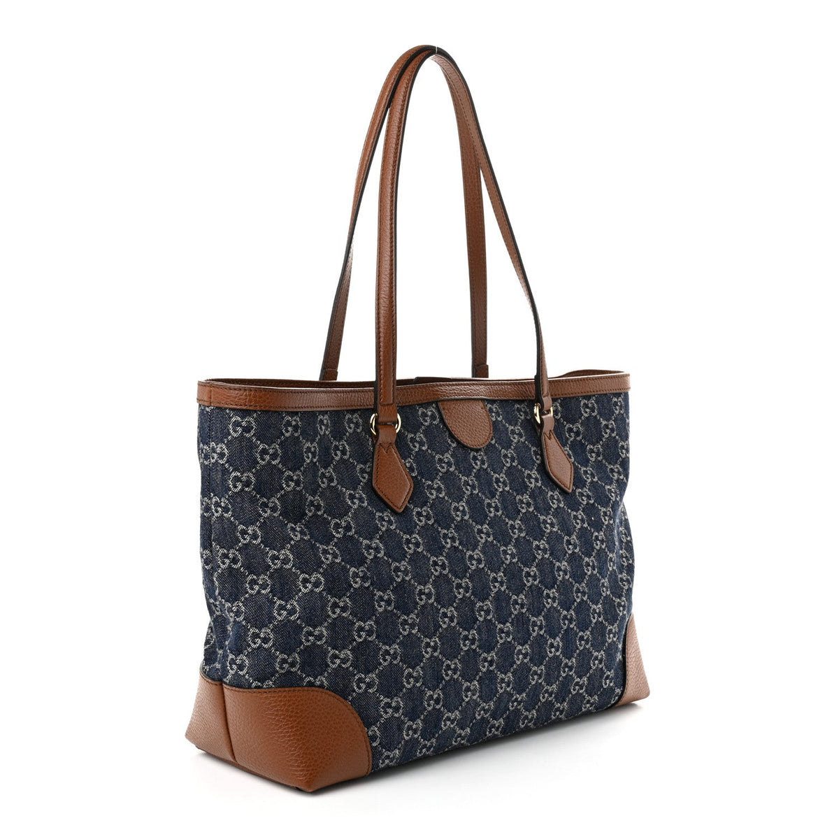 New Denim GG Monogram Medium Ophidia Shopping Tote Blue Tea Cuir wholesalehk.shop