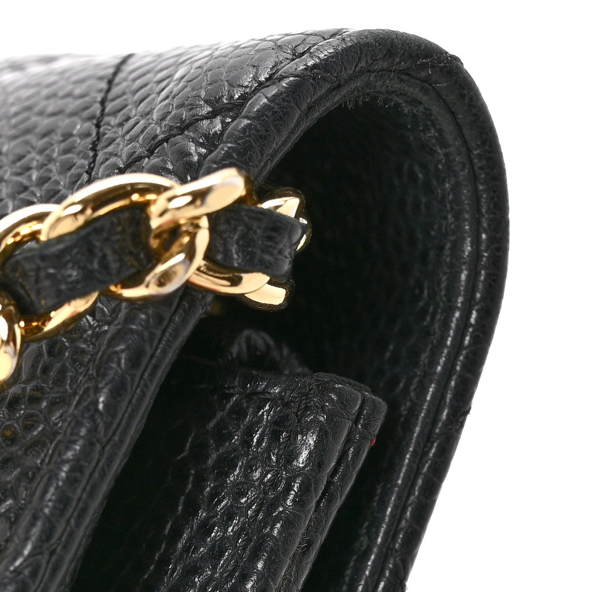Caviar Quilted Wallet On Chain WOC Black wholesalehk.shop