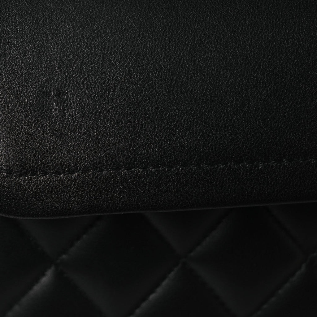 Lambskin Quilted Medium Double Flap Black wholesalehk.shop