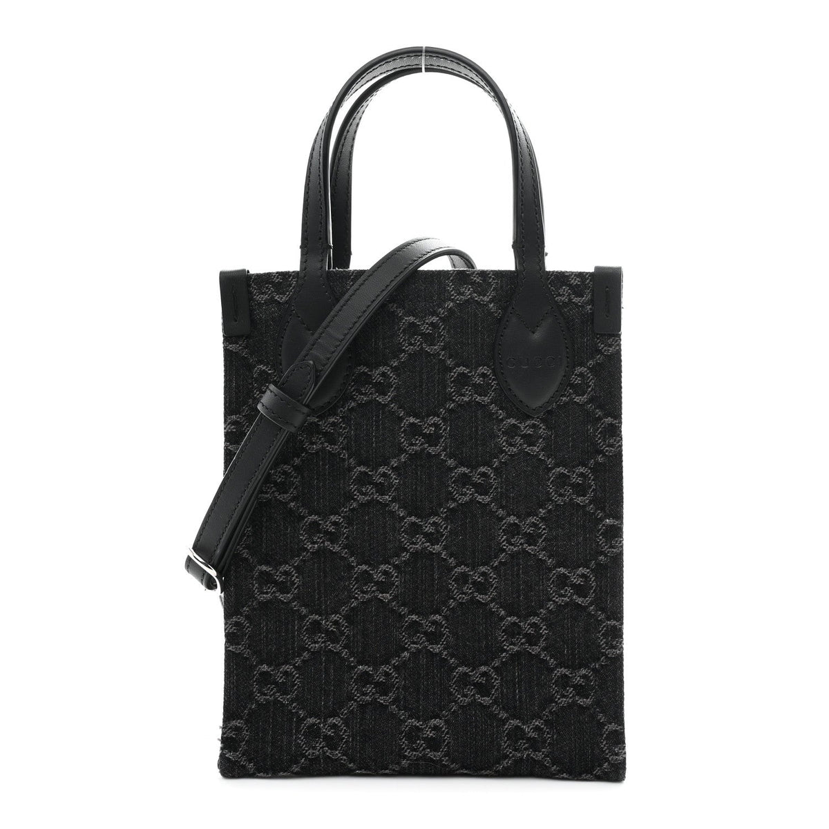 Denim Cuoio Harness GG Monogram Mini Ophidia Tote Bag Black Medium Grey wholesalehk.shop