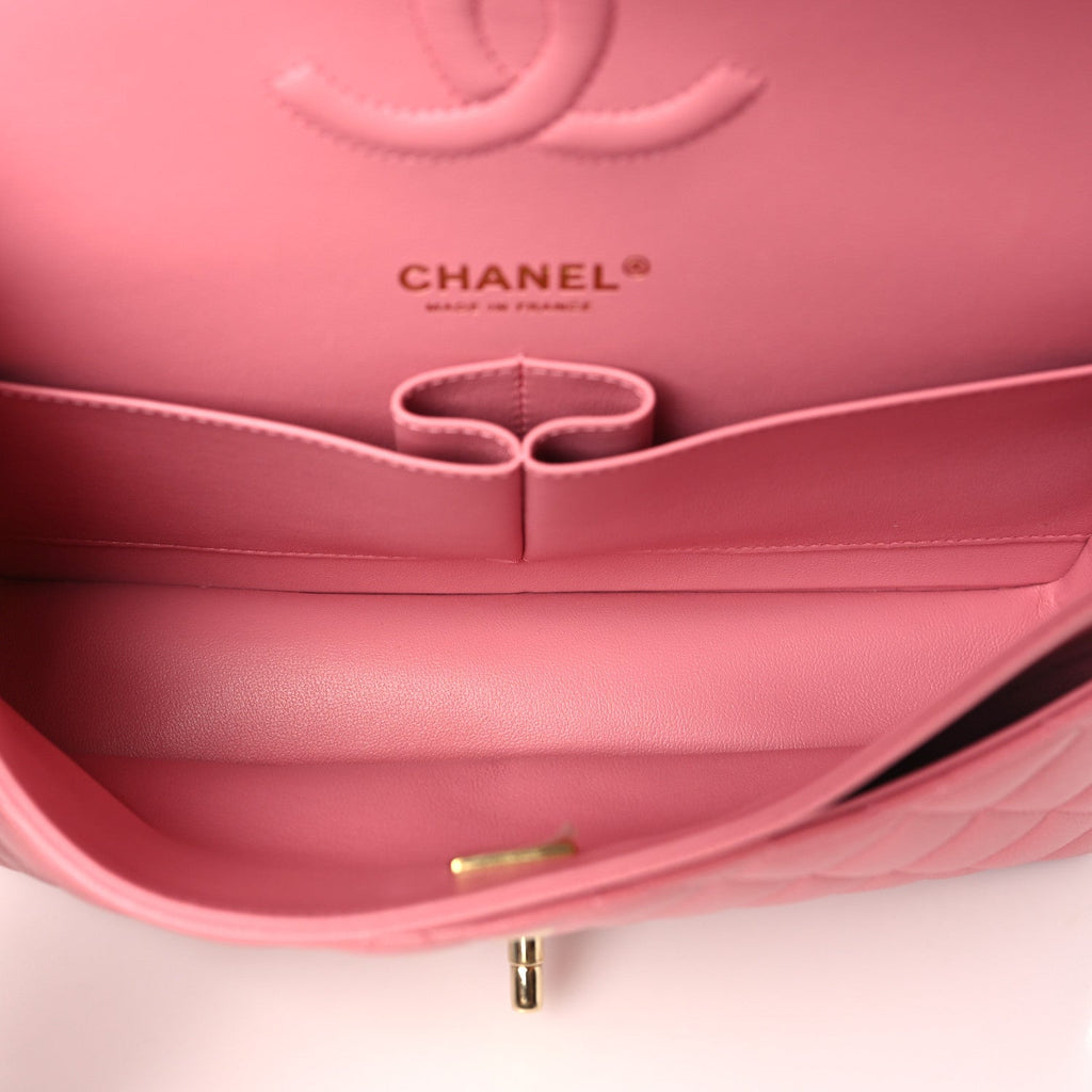 Caviar Quilted Medium Double Flap Pink wholesalehk.shop