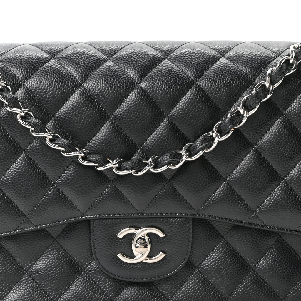 Caviar Quilted Jumbo Double Flap Black wholesalehk.shop