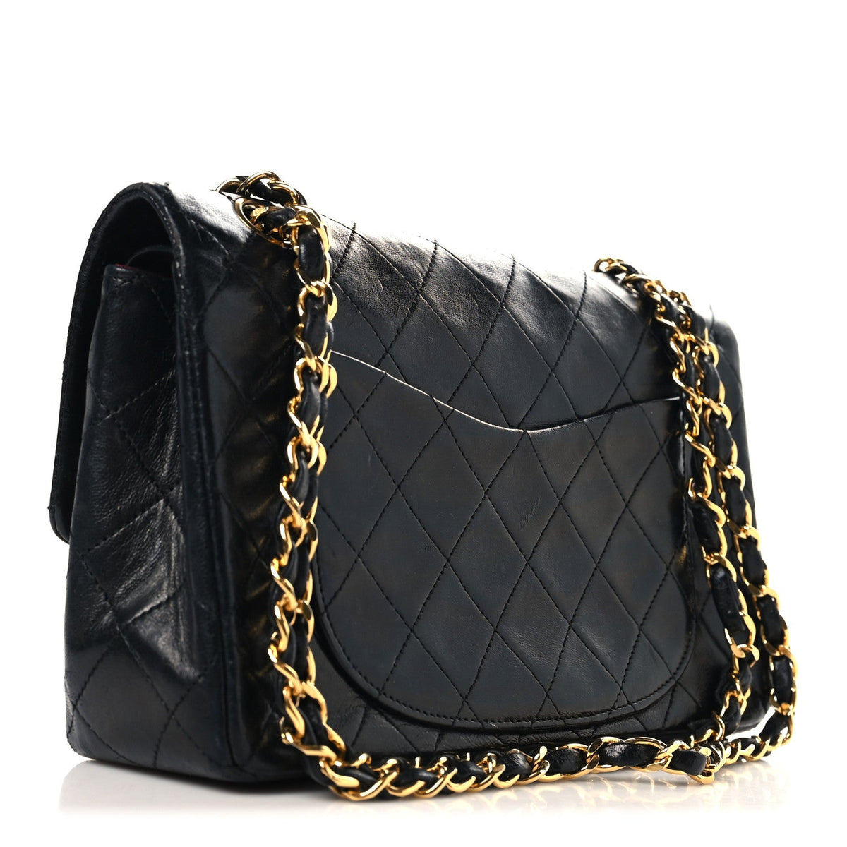 Lambskin Quilted Small Double Flap Black wholesalehk.shop