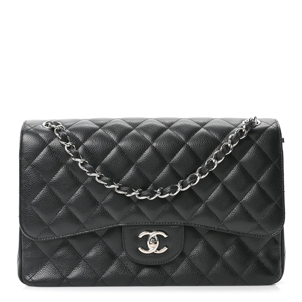 Caviar Quilted Jumbo Double Flap Black wholesalehk.shop