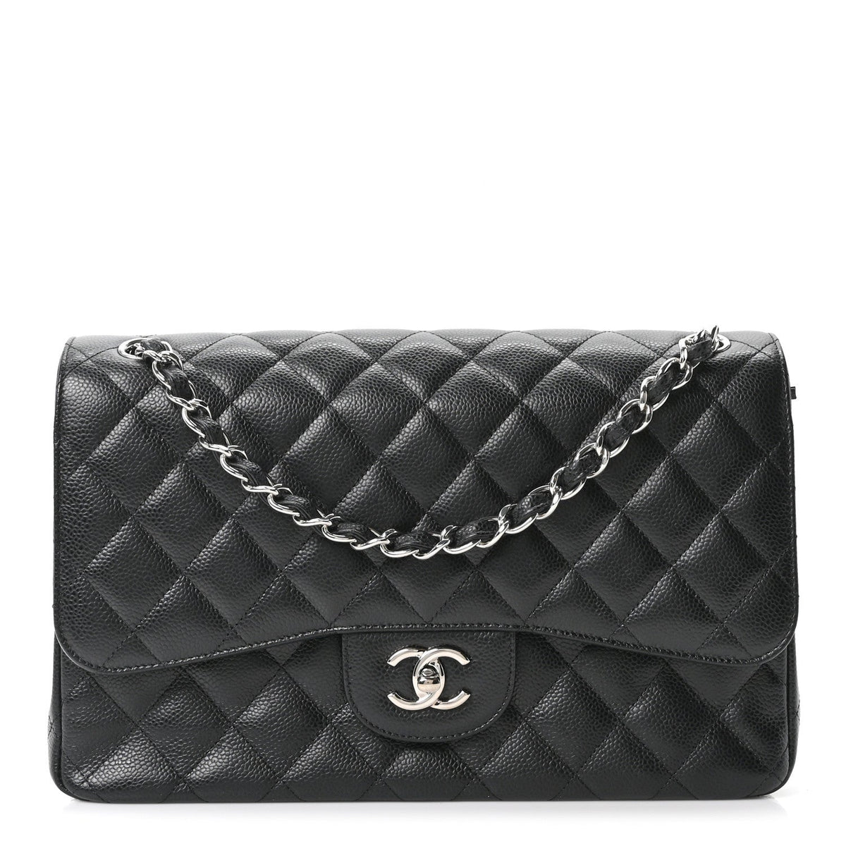 Caviar Quilted Jumbo Double Flap Black wholesalehk.shop