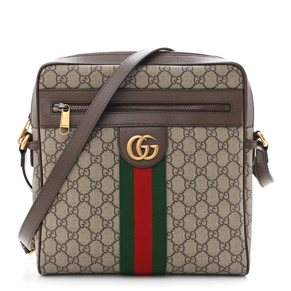 GG Supreme Monogram Web Medium Ophidia Messenger Bag Brown wholesalehk.shop