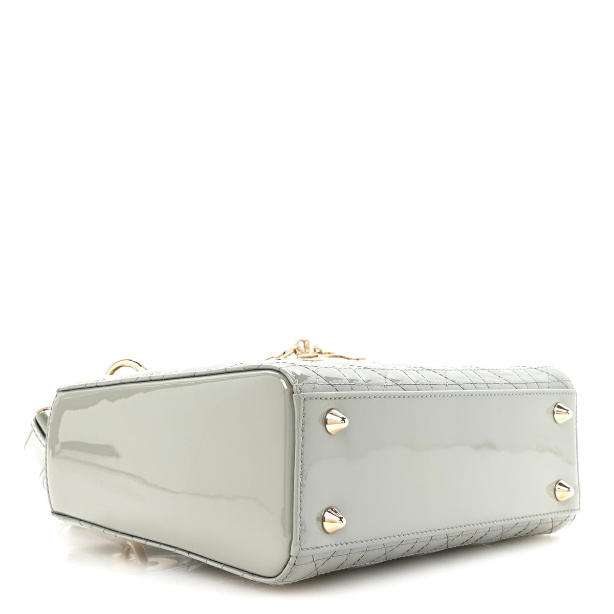 Patent Cannage Small Lady Dior Grey wholesalehk.shop