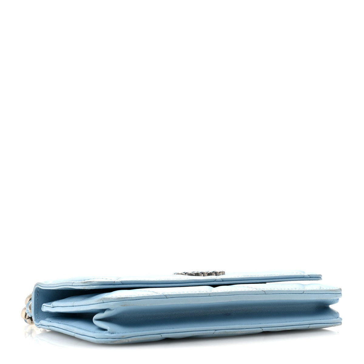 Lambskin Quilted Chanel 19 Wallet On Chain WOC Light Blue wholesalehk.shop