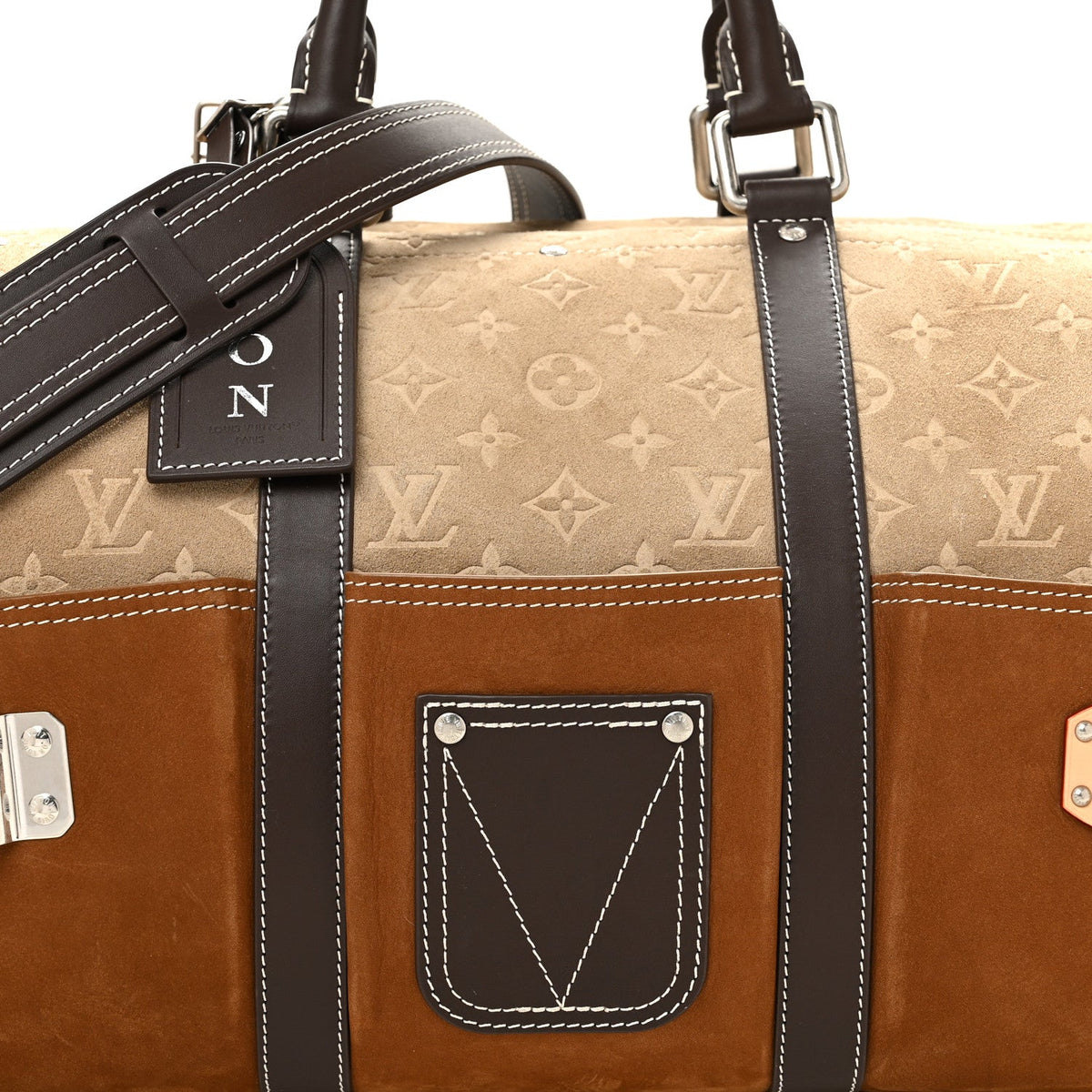X NIGO Suede Monogram Keepall Bandouliere 50 Tan wholesalehk.shop