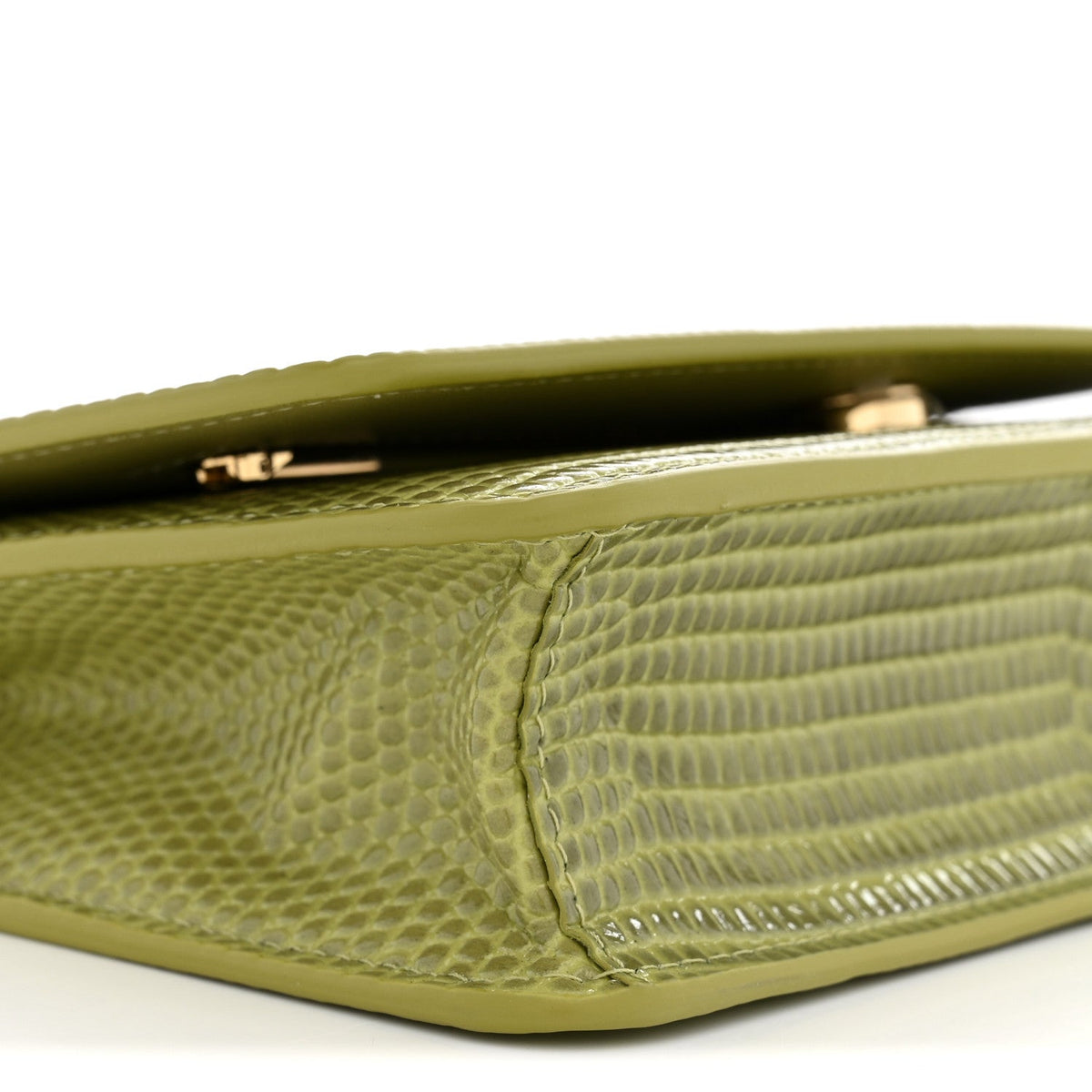 Calfskin Lizard Embossed Wallet On Chain WOC Green wholesalehk.shop