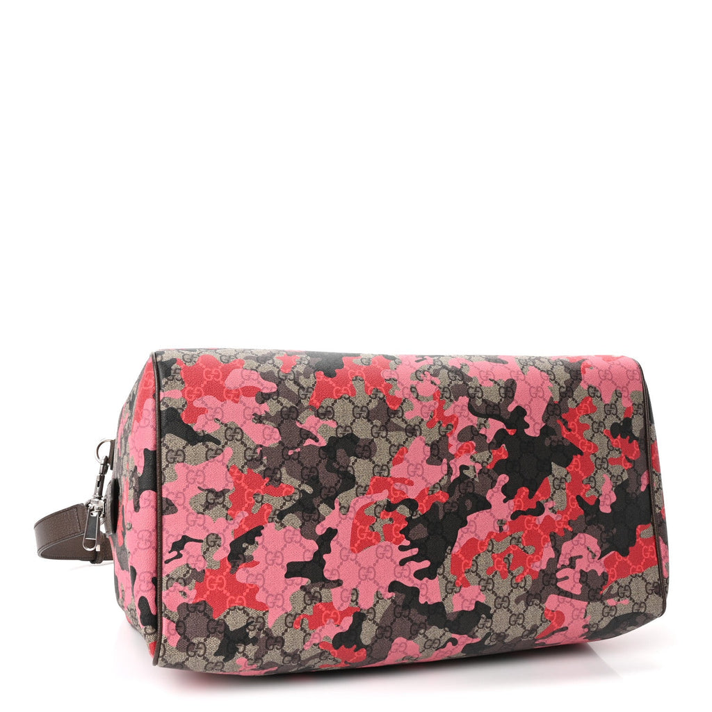 GG Supreme Monogram Camouflage Textured Dollar Calfskin Medium Savoy Duffle Bag Beige Pink Red wholesalehk.shop